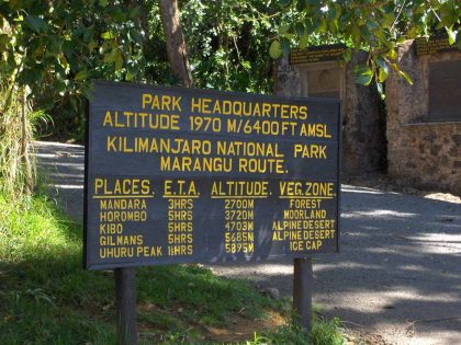 Marangu route gate on Mount Kilimanjaro